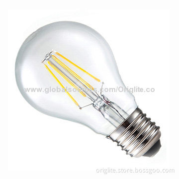 LED bulb lamp, 4W/85-245VAC/filament type/Samsung Chip/glass bulb/120lm/w/360 beam angle/E27/35,000H